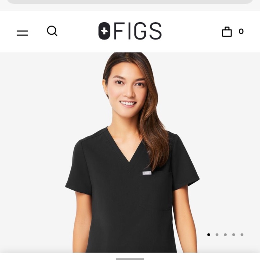Black One Pocket Fig Scrub Top and Bottom